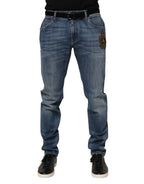 Dolce & Gabbana Blue Logo Embroidery Denim Jeans - Zeiniez