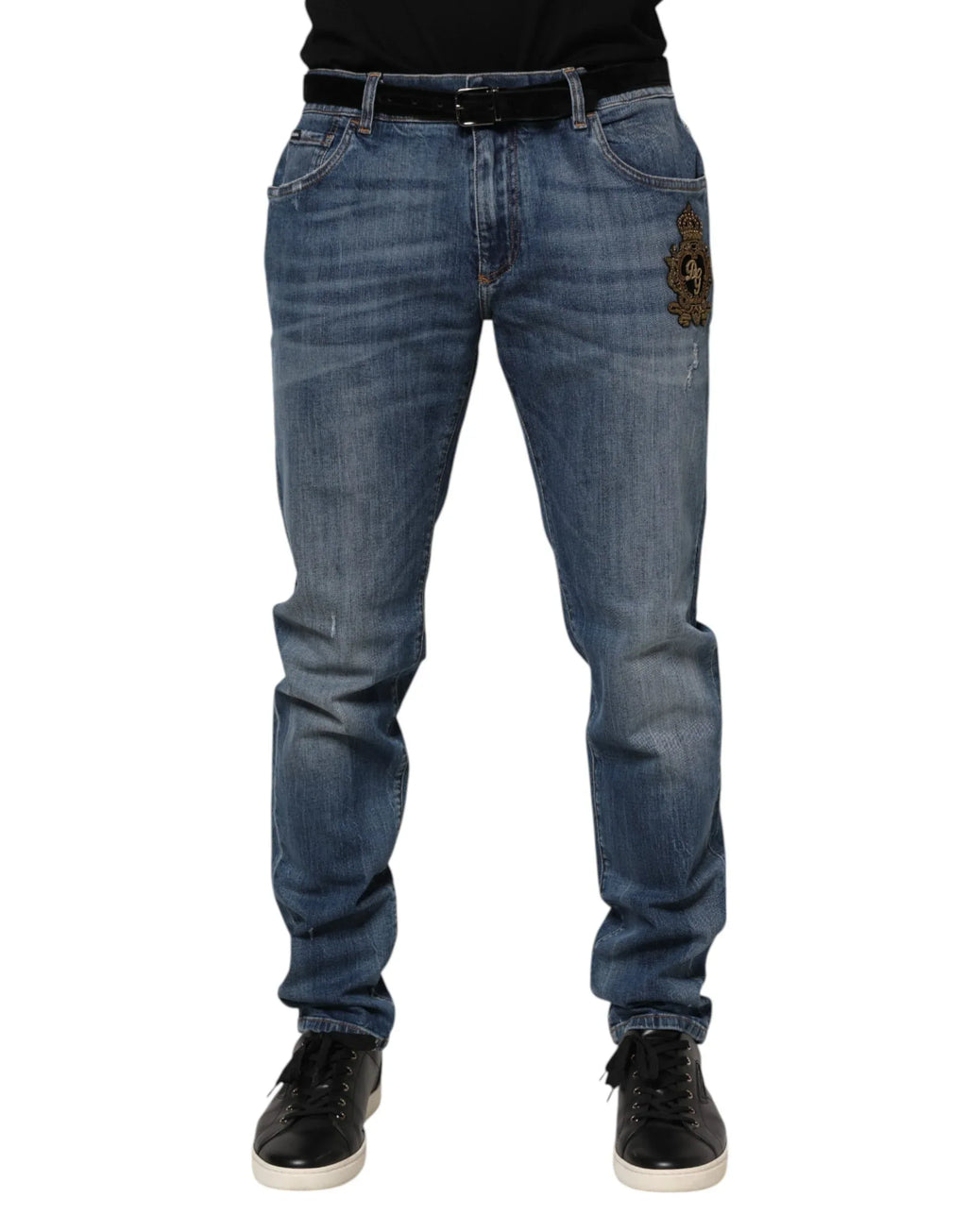 Dolce & Gabbana Blue Logo Embroidery Denim Jeans - Zeiniez
