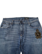 Dolce & Gabbana Blue Logo Embroidery Denim Jeans - Zeiniez