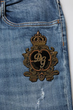 Dolce & Gabbana Blue Logo Embroidery Denim Jeans - Zeiniez