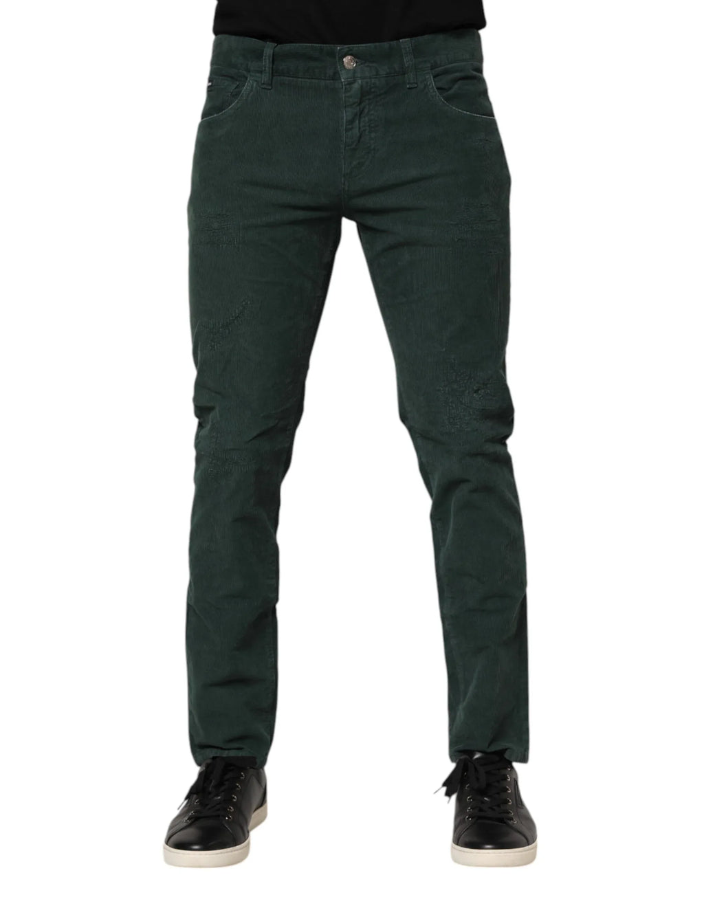Dolce & Gabbana Green Cotton Corduroy Skinny Pants - Zeiniez