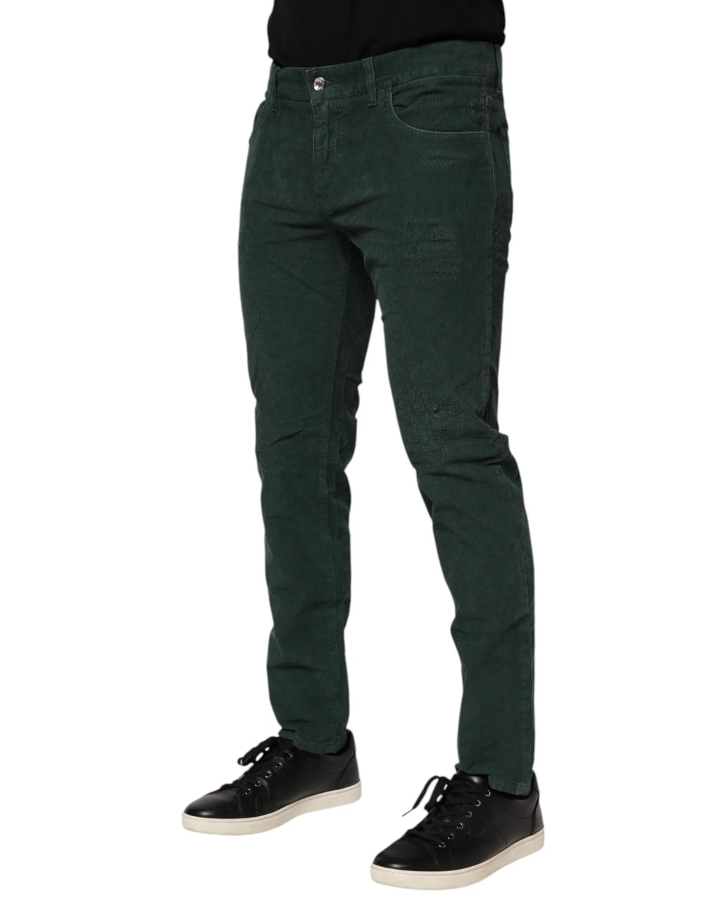 Dolce & Gabbana Green Cotton Corduroy Skinny Pants - Zeiniez