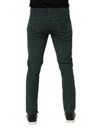 Dolce & Gabbana Green Cotton Corduroy Skinny Pants - Zeiniez