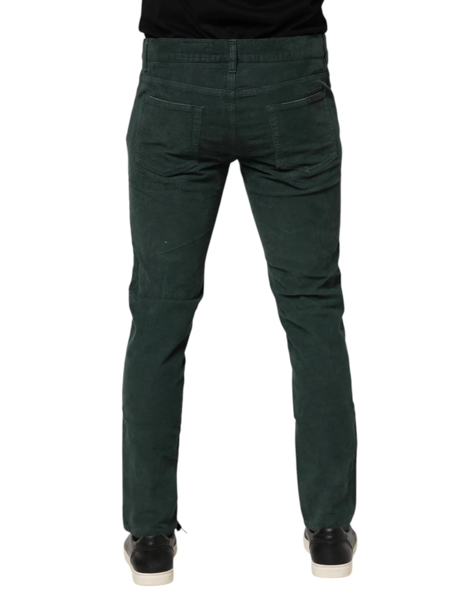Dolce & Gabbana Green Cotton Corduroy Skinny Pants - Zeiniez