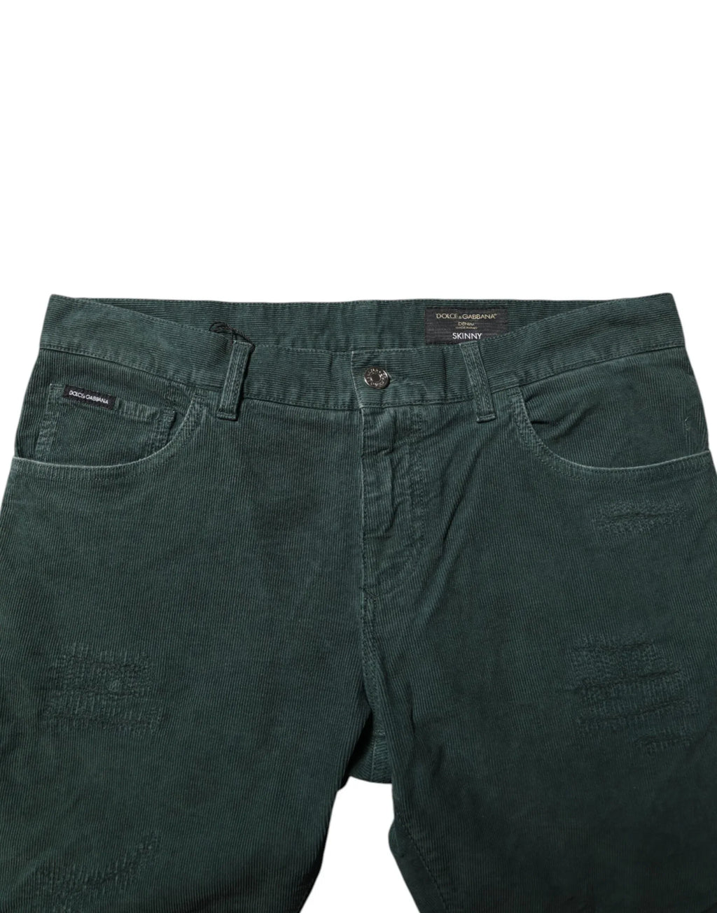 Dolce & Gabbana Green Cotton Corduroy Skinny Pants - Zeiniez