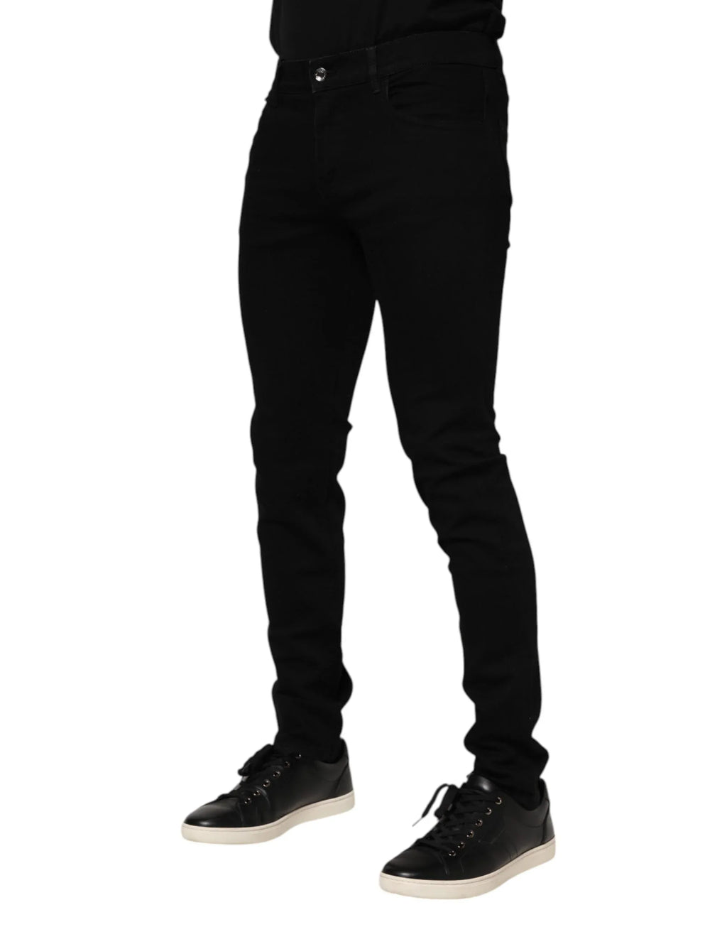 Dolce & Gabbana Dark Blue Cotton Logo Plaque GOLD Denim Jeans - Zeiniez