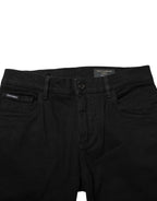 Dolce & Gabbana Dark Blue Cotton Logo Plaque GOLD Denim Jeans - Zeiniez