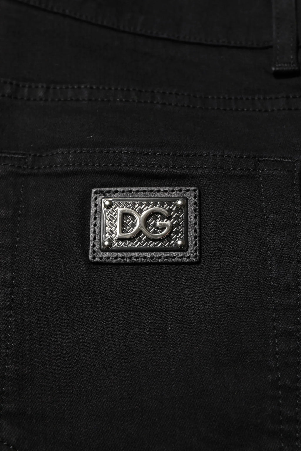 Dolce & Gabbana Dark Blue Cotton Logo Plaque GOLD Denim Jeans - Zeiniez