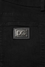 Dolce & Gabbana Dark Blue Cotton Logo Plaque GOLD Denim Jeans - Zeiniez