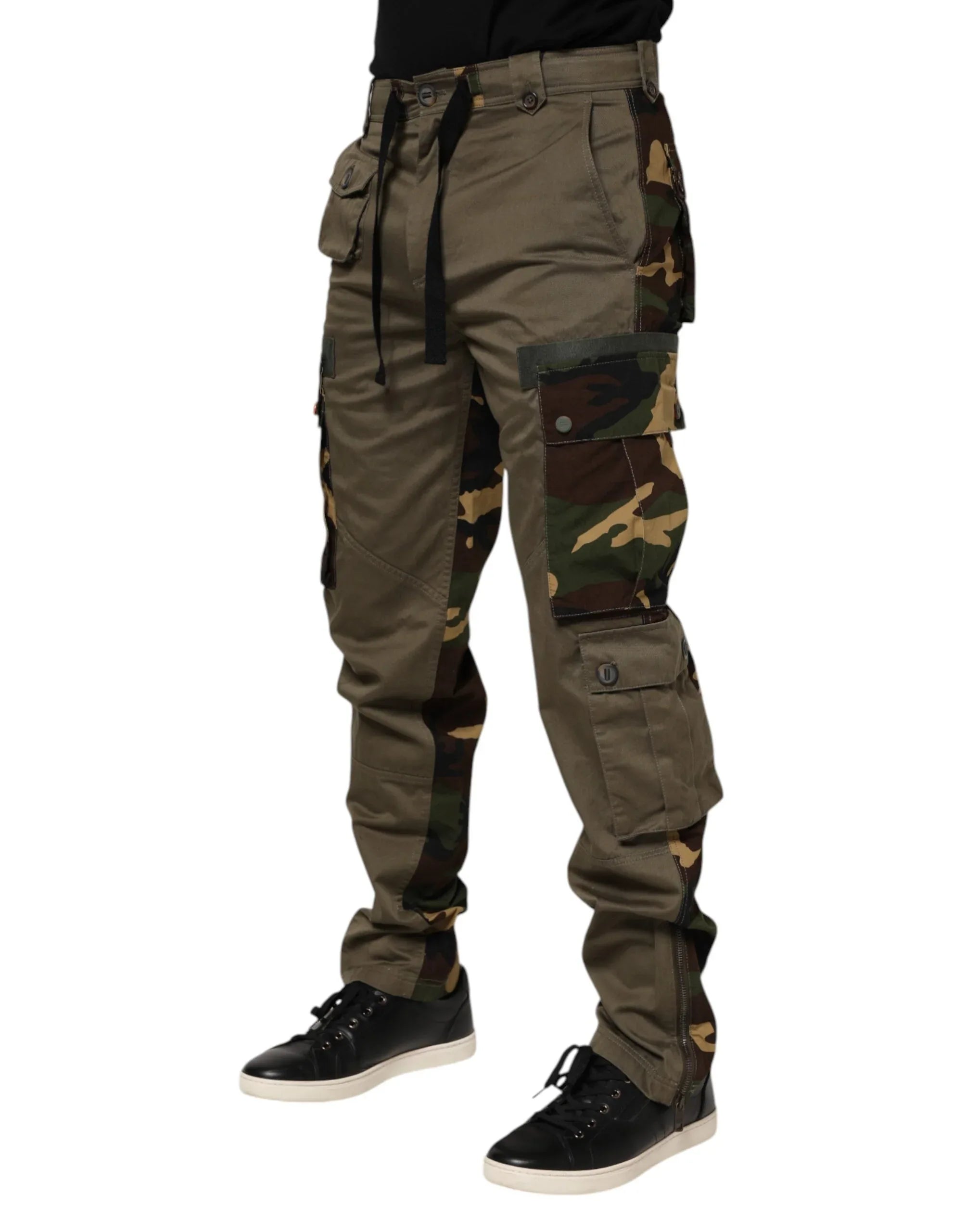 Dolce & Gabbana Brown Cotton Camouflage Cargo Pants - Zeiniez