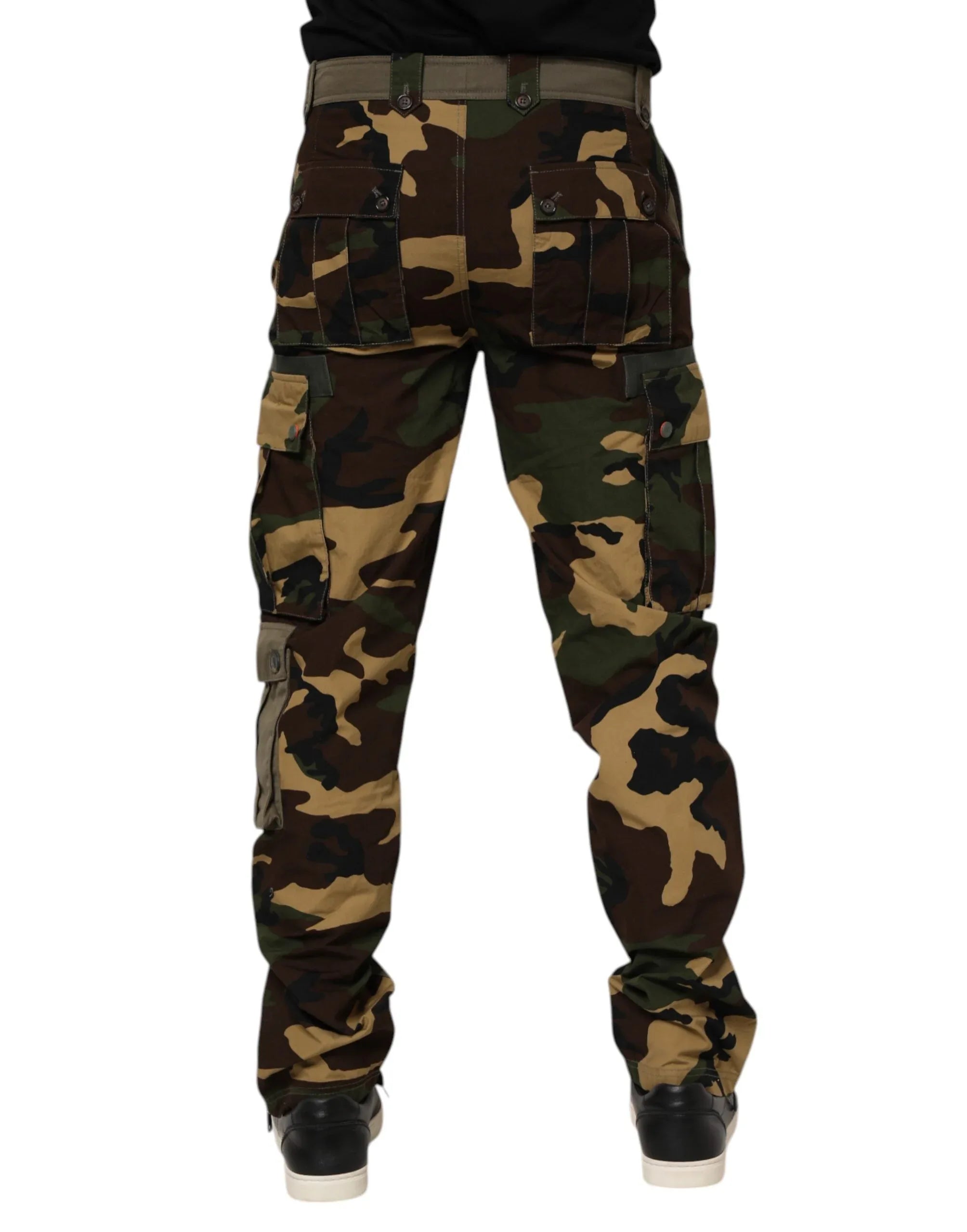 Dolce & Gabbana Brown Cotton Camouflage Cargo Pants - Zeiniez