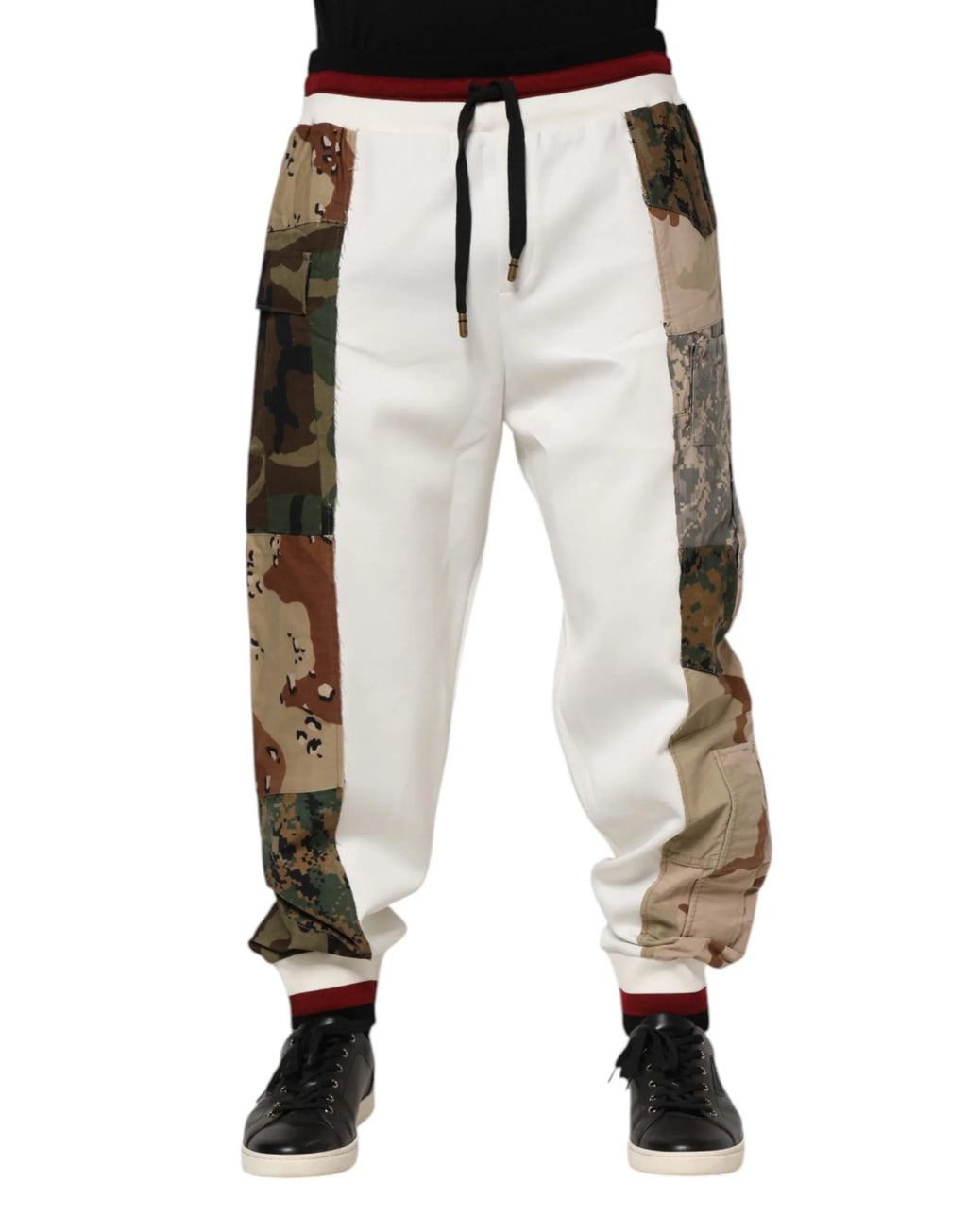 Dolce & Gabbana White Patchwork Jogger Pants - Zeiniez