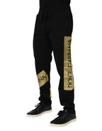 Dolce & Gabbana Black Cotton Logo Tape Men Jogger Pants - Zeiniez