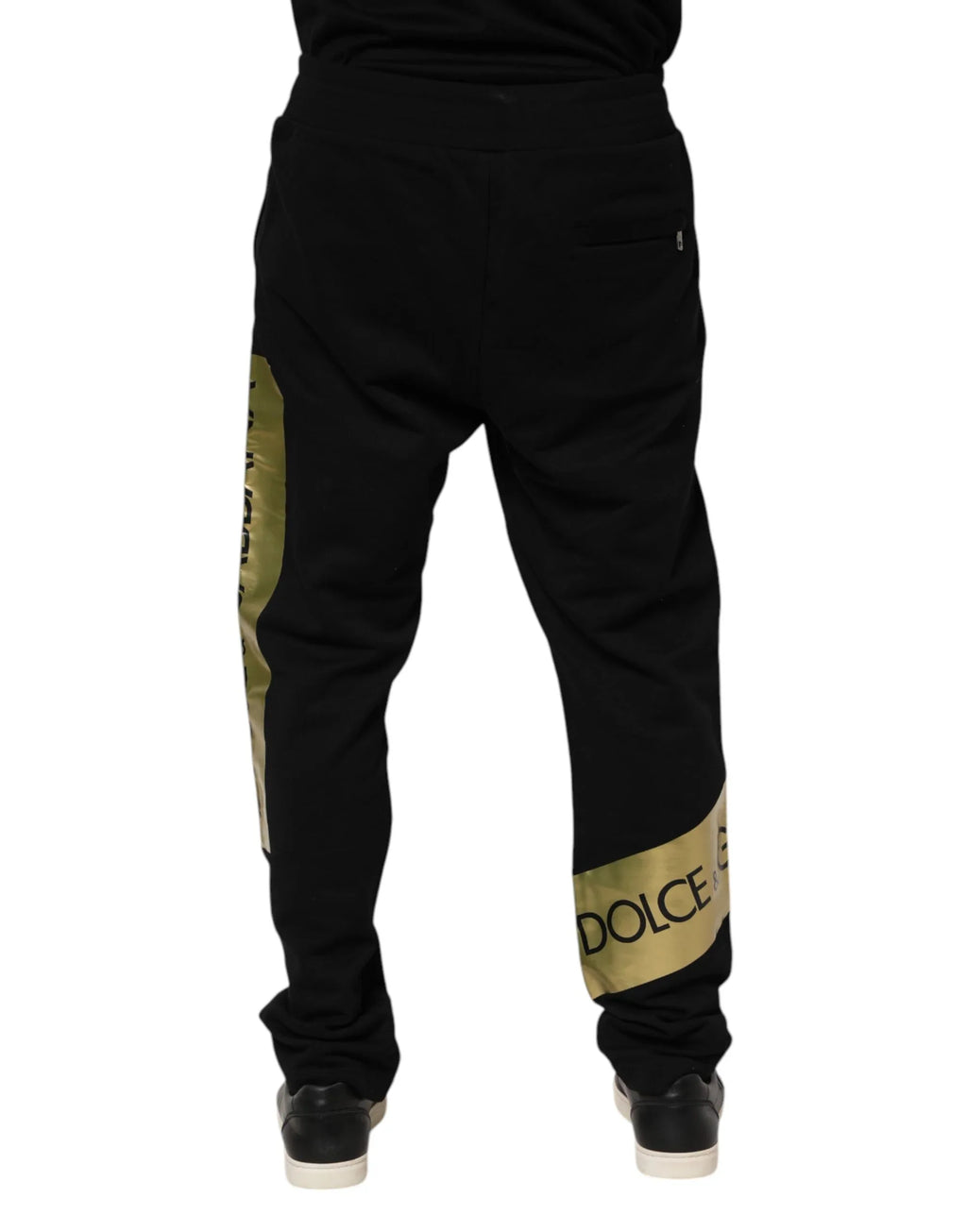 Dolce & Gabbana Black Cotton Logo Tape Men Jogger Pants - Zeiniez