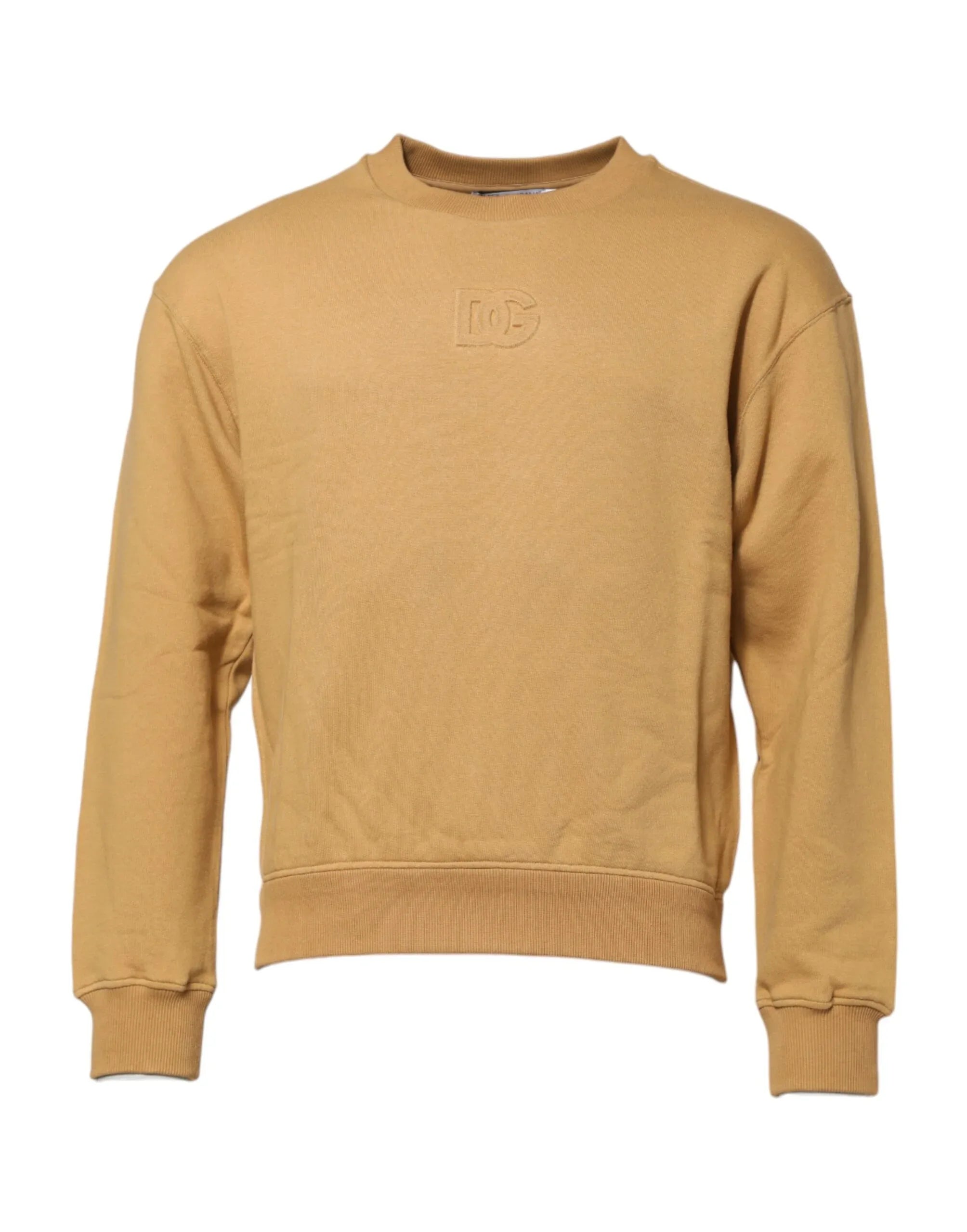 Dolce & Gabbana Mustard Cotton DG Embossed Pullover Sweater - Zeiniez