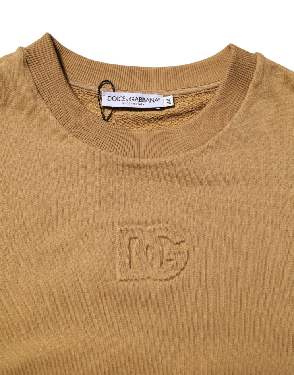 Dolce & Gabbana Mustard Cotton DG Embossed Pullover Sweater - Zeiniez