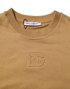 Dolce & Gabbana Mustard Cotton DG Embossed Pullover Sweater - Zeiniez