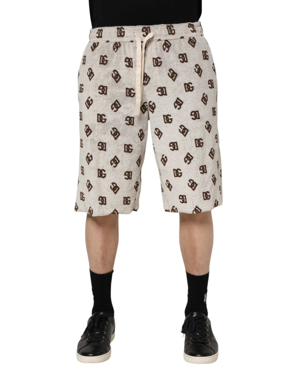 Dolce & Gabbana White Cotton DG Mania Print Men Bermuda Shorts - Zeiniez