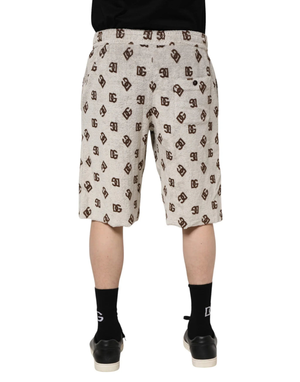 Dolce & Gabbana White Cotton DG Mania Print Men Bermuda Shorts - Zeiniez