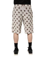 Dolce & Gabbana White Cotton DG Mania Print Men Bermuda Shorts - Zeiniez