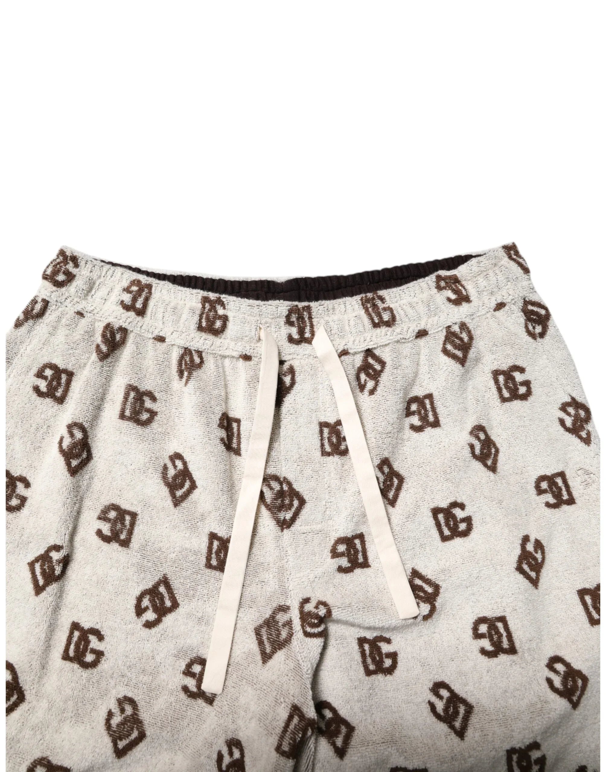 Dolce & Gabbana White Cotton DG Mania Print Men Bermuda Shorts - Zeiniez