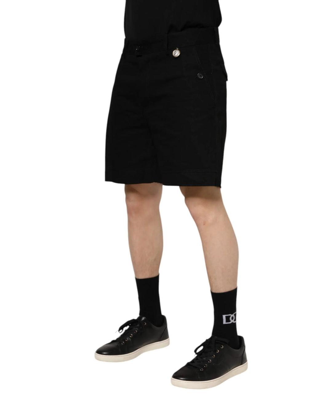 Dolce & Gabbana Black Cotton Knee Length Men Bermuda Shorts - Zeiniez