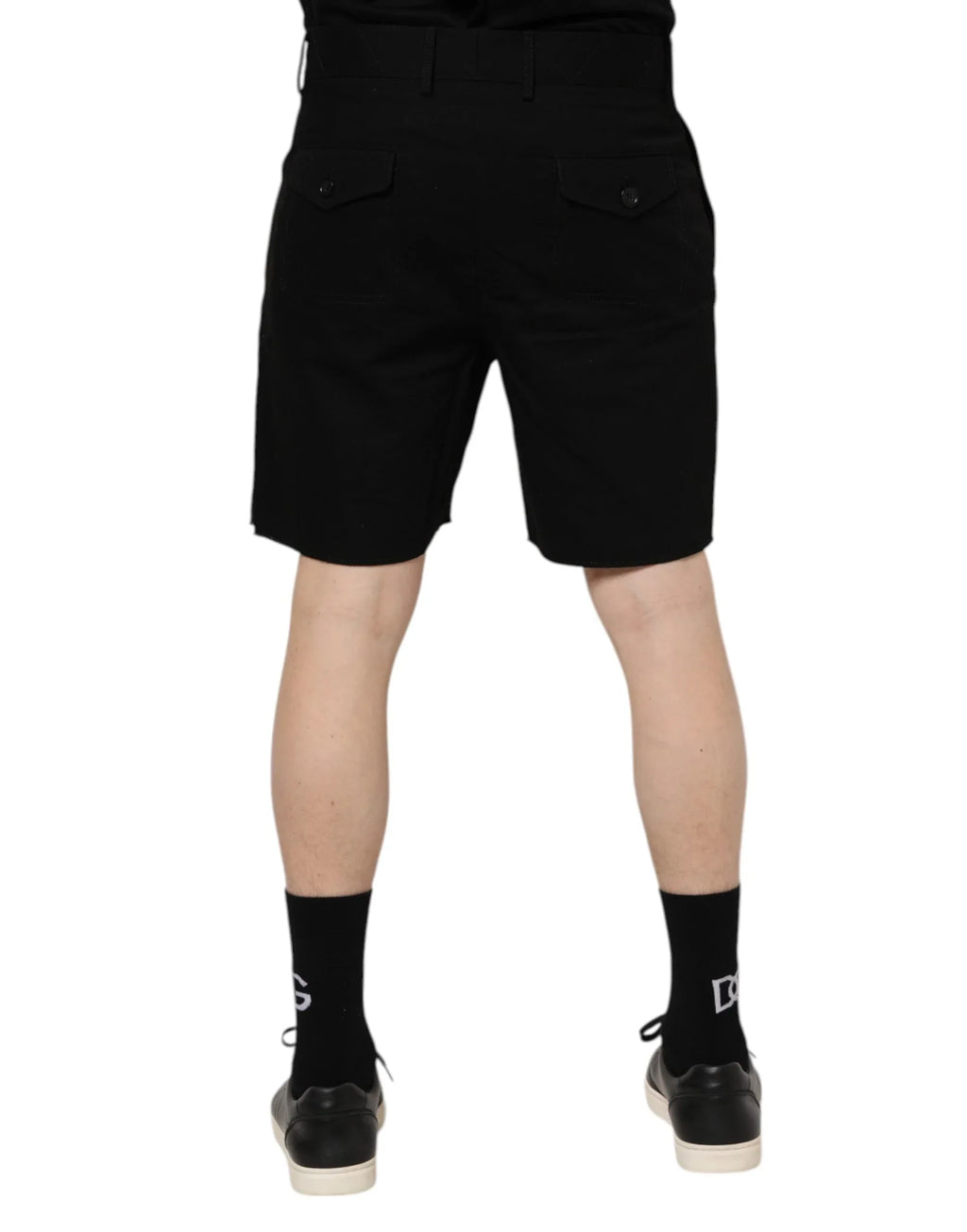 Dolce & Gabbana Black Cotton Knee Length Men Bermuda Shorts - Zeiniez