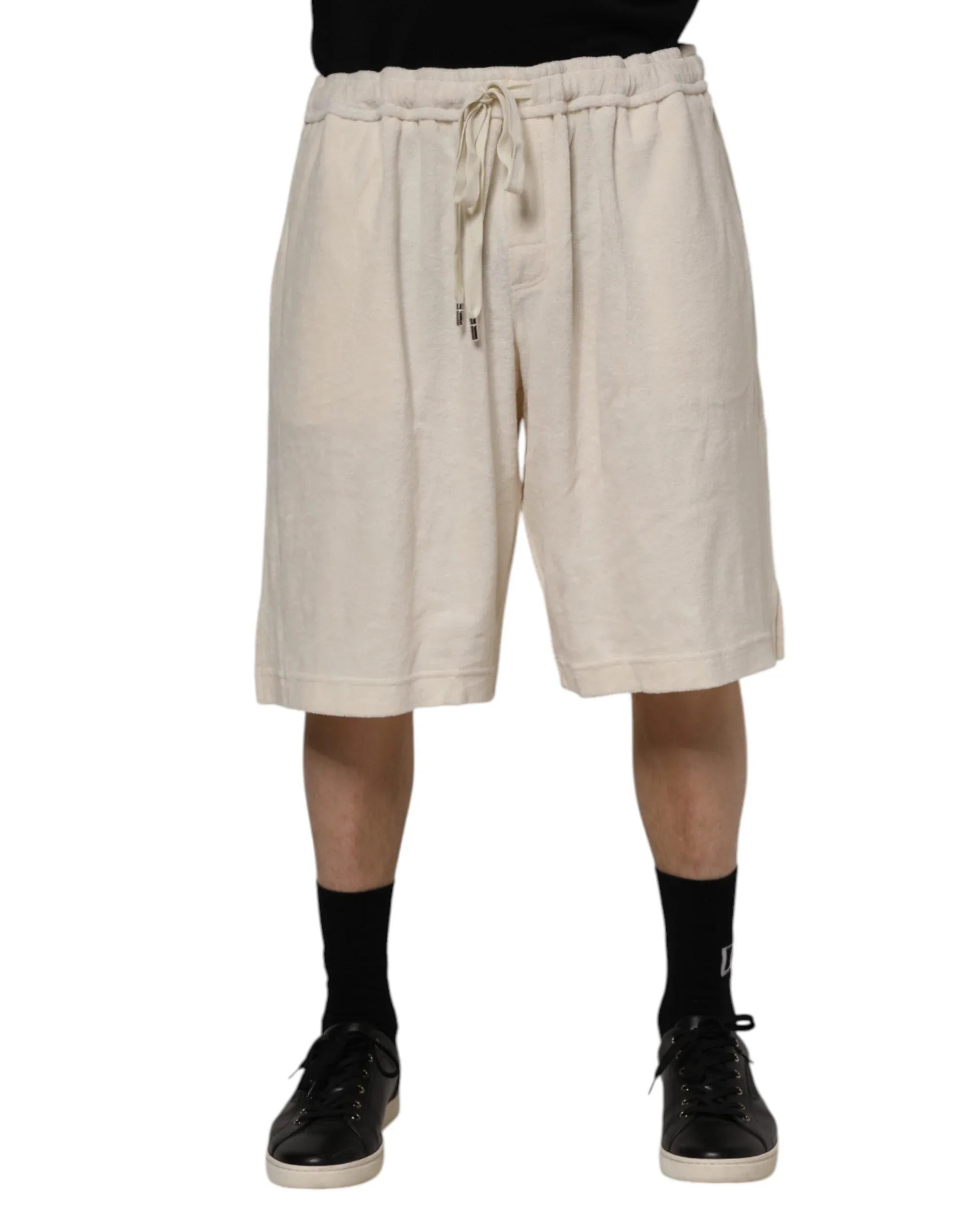 Dolce & Gabbana Ivory Cotton Men Bermuda Sweatshorts Shorts - Zeiniez