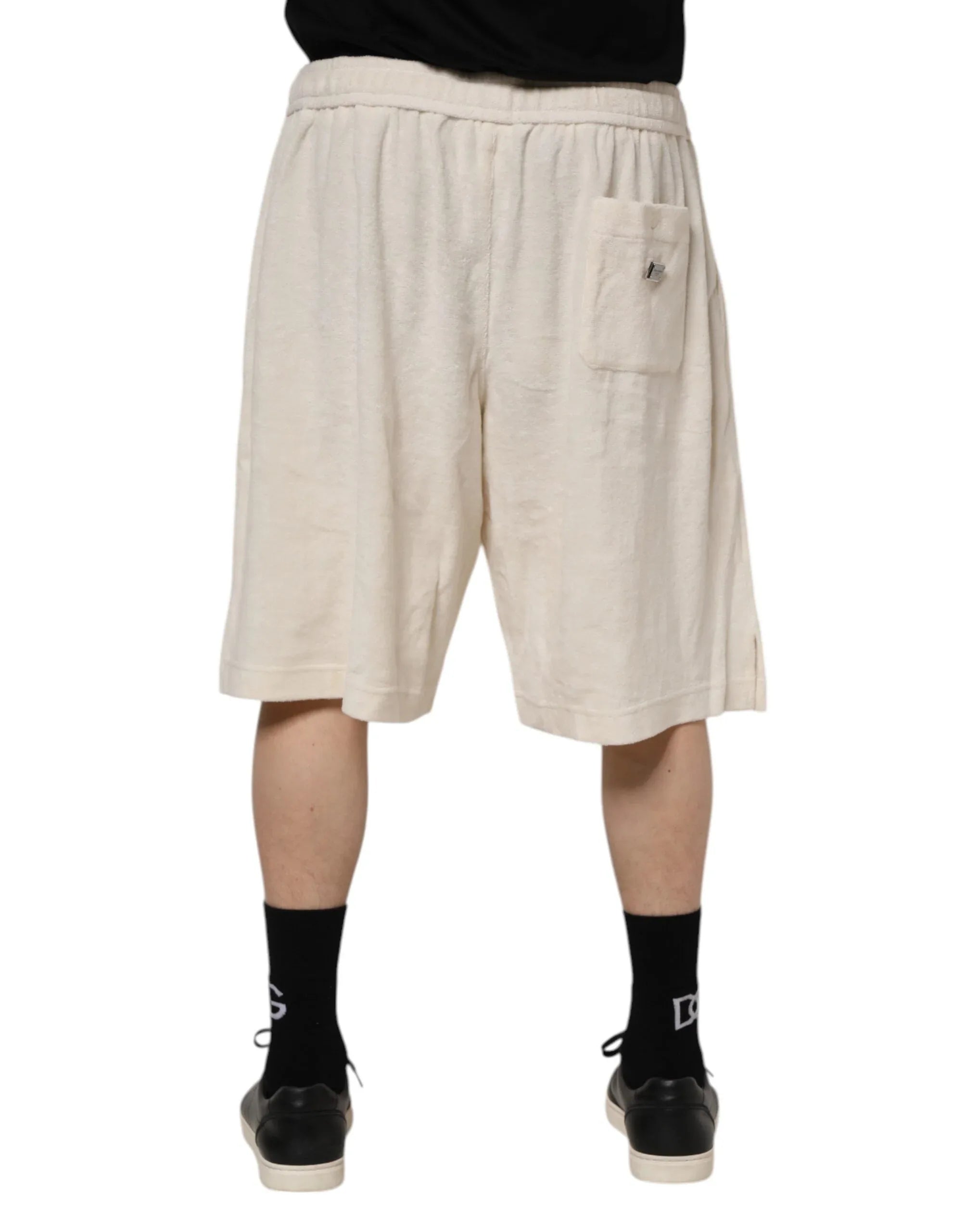 Dolce & Gabbana Ivory Cotton Men Bermuda Sweatshorts Shorts - Zeiniez