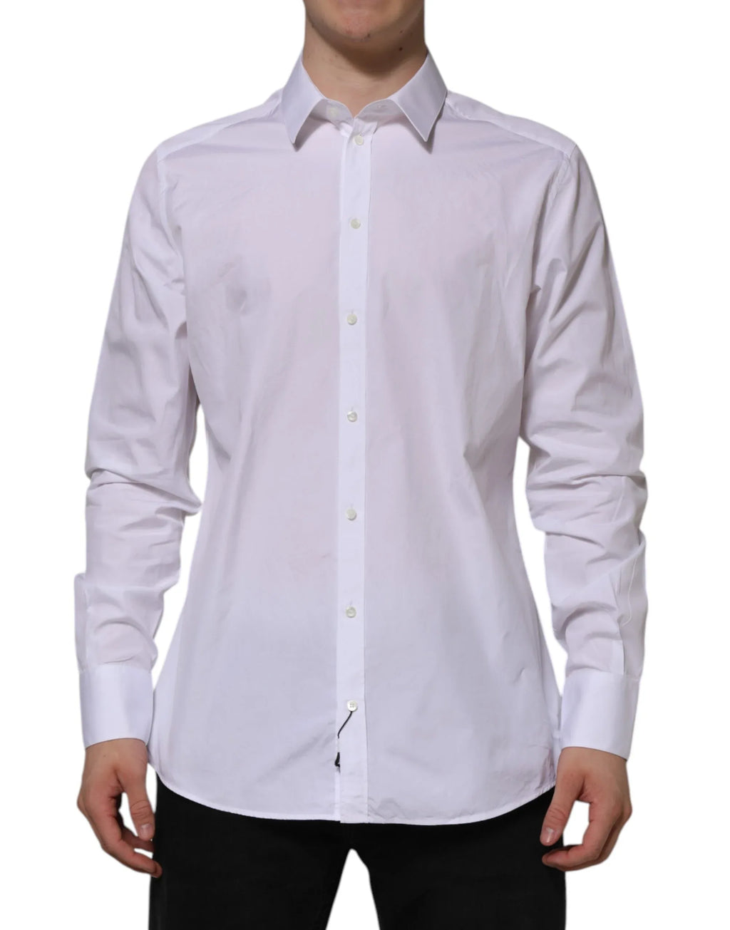 Dolce & Gabbana White Cotton GOLD Long Sleeves Formal Shirt - Zeiniez