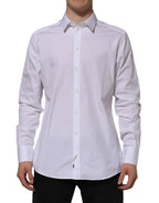 Dolce & Gabbana White Cotton GOLD Long Sleeves Formal Shirt - Zeiniez