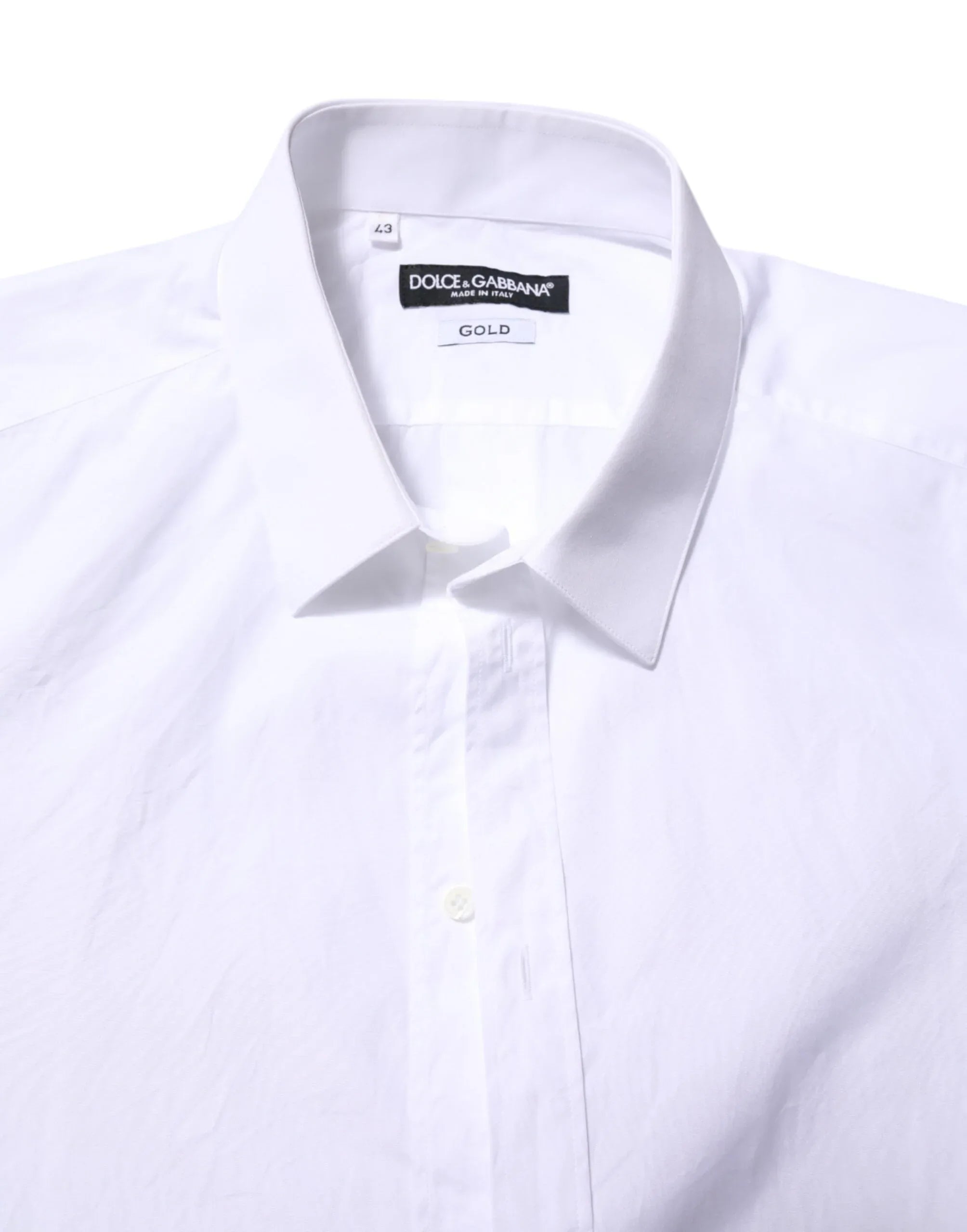 Dolce & Gabbana White Cotton GOLD Long Sleeves Formal Shirt - Zeiniez
