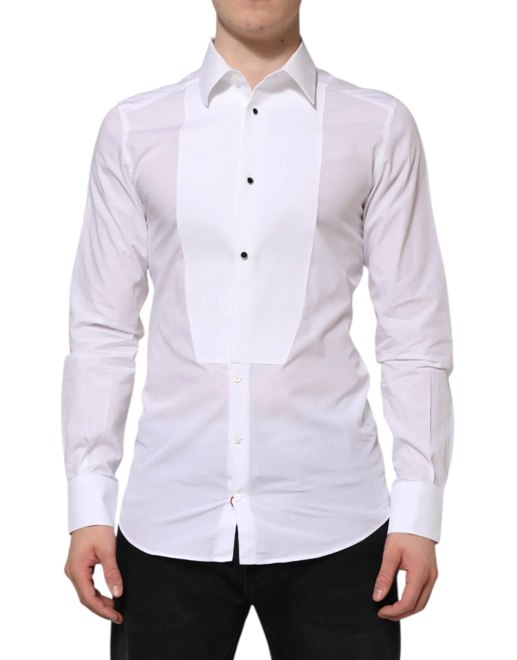 Dolce & Gabbana White Cotton GOLD Bib Poplin Formal Shirt - Zeiniez