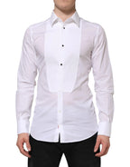 Dolce & Gabbana White Cotton GOLD Bib Poplin Formal Shirt - Zeiniez