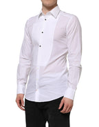 Dolce & Gabbana White Cotton GOLD Bib Poplin Formal Shirt - Zeiniez