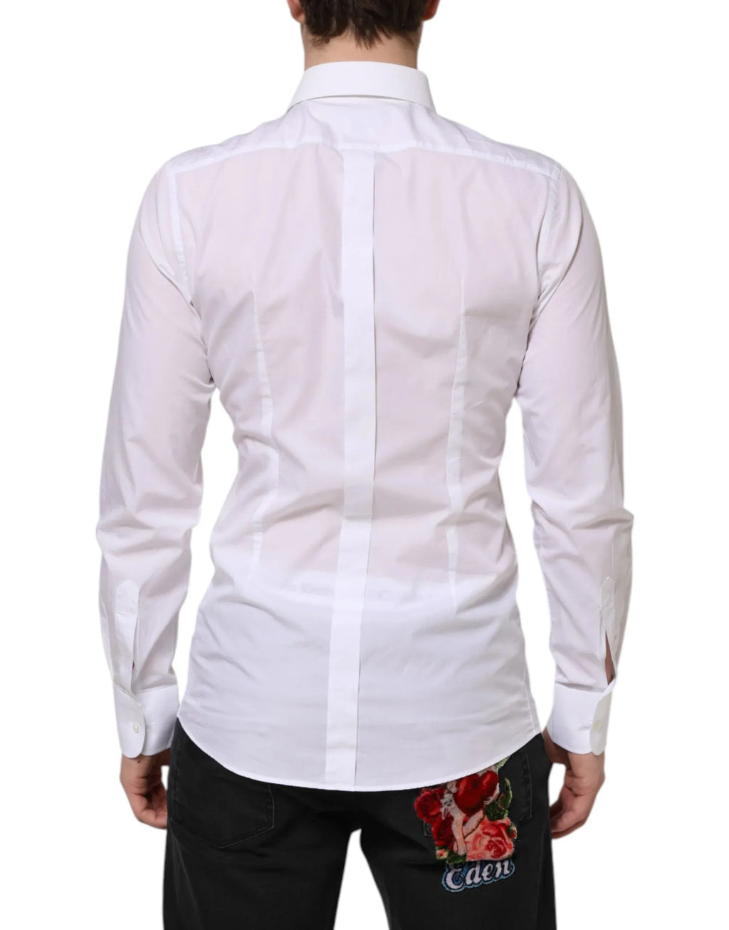 Dolce & Gabbana White Cotton GOLD Bib Poplin Formal Shirt - Zeiniez
