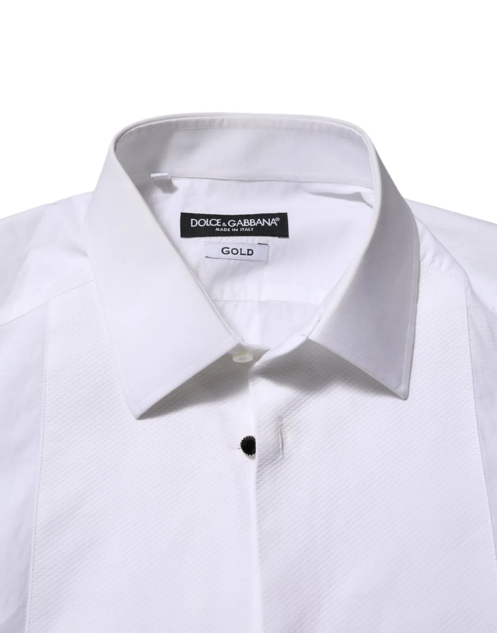 Dolce & Gabbana White Cotton GOLD Bib Poplin Formal Shirt - Zeiniez