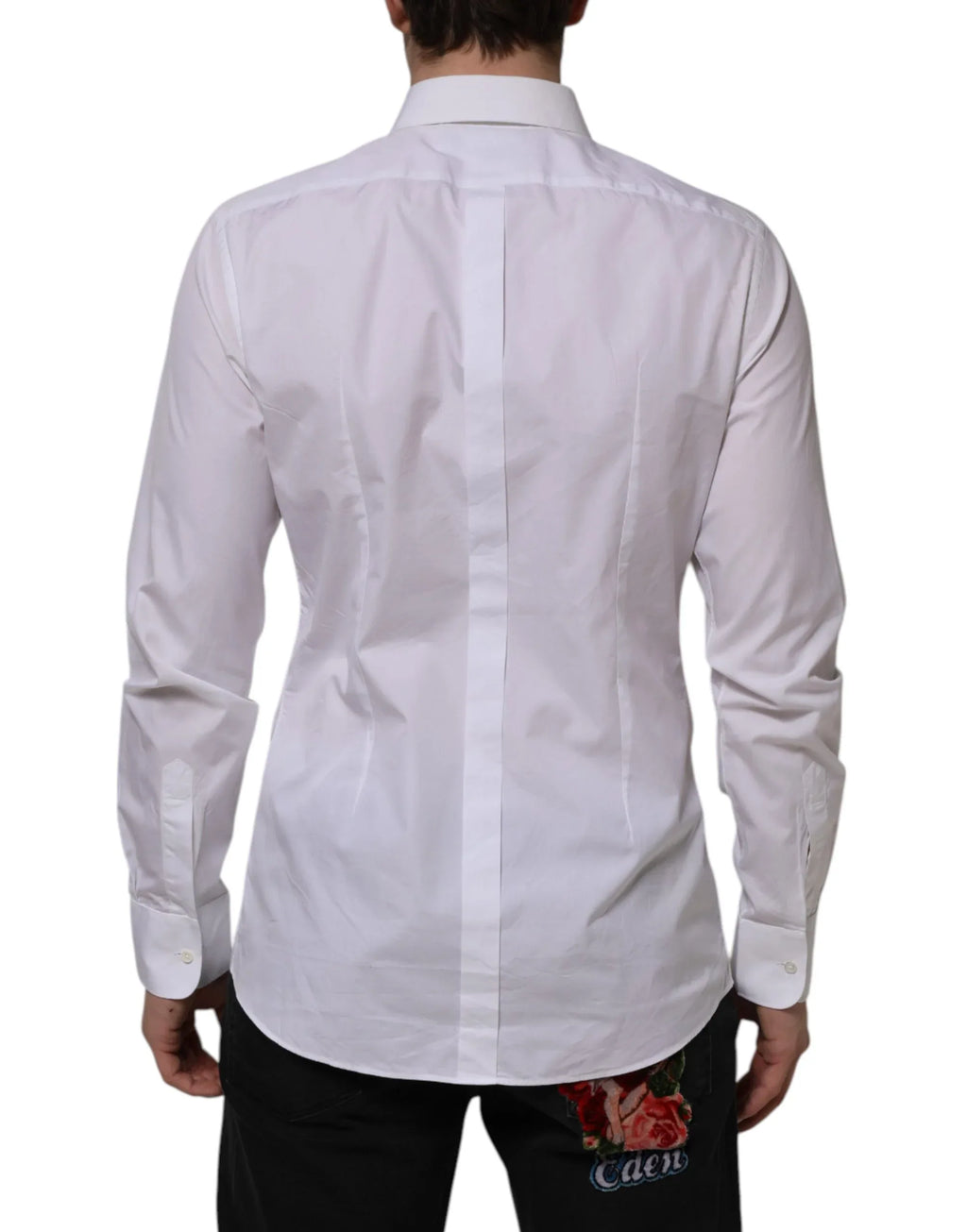 Dolce & Gabbana White Bib Cotton Popline GOLD Men Formal Shirt - Zeiniez