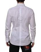 Dolce & Gabbana White Bib Cotton Popline GOLD Men Formal Shirt - Zeiniez