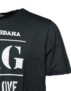 Dolce & Gabbana Black Cotton Printed Short Sleeves T-shirt - Zeiniez