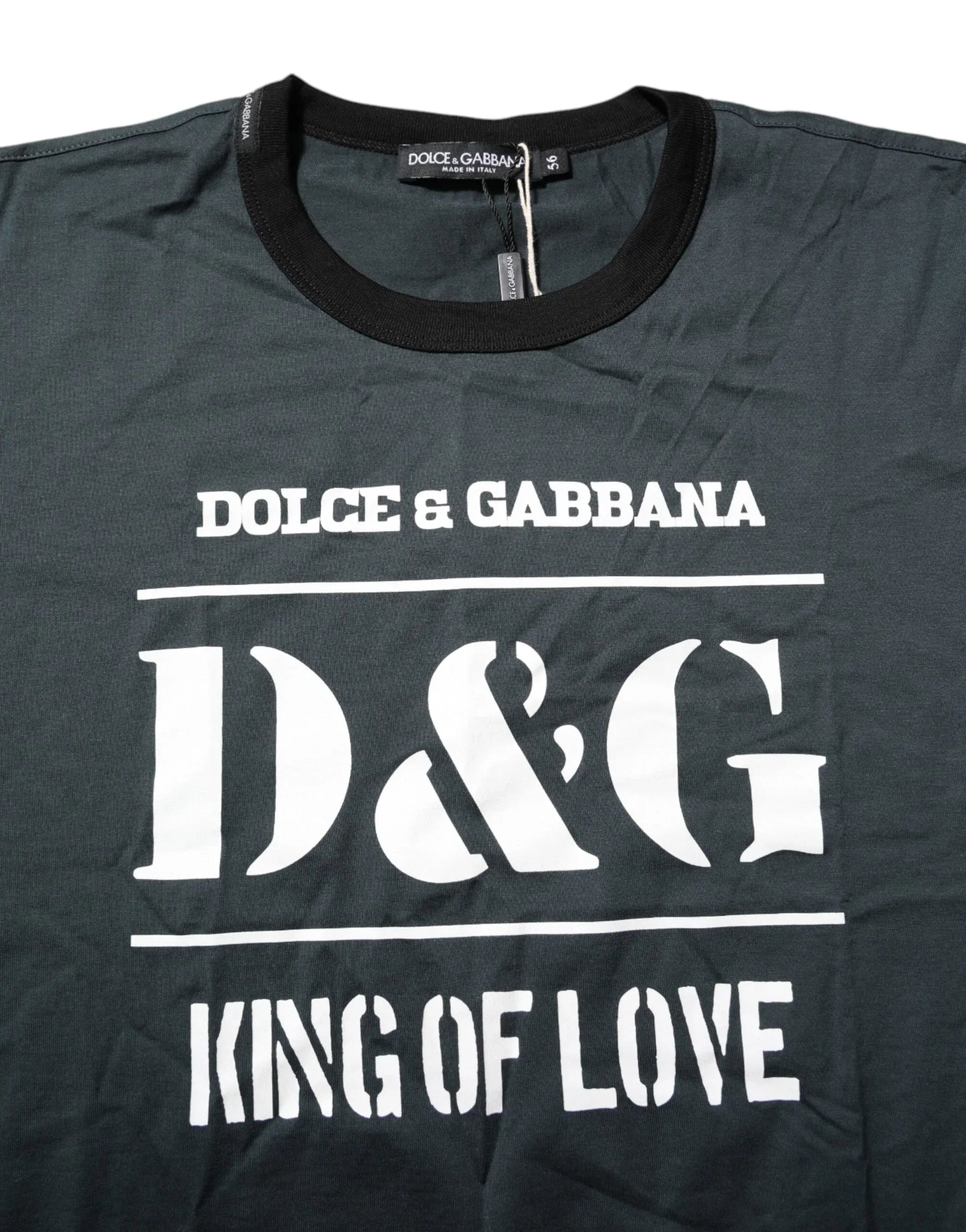 Dolce & Gabbana Black Cotton Printed Short Sleeves T-shirt - Zeiniez