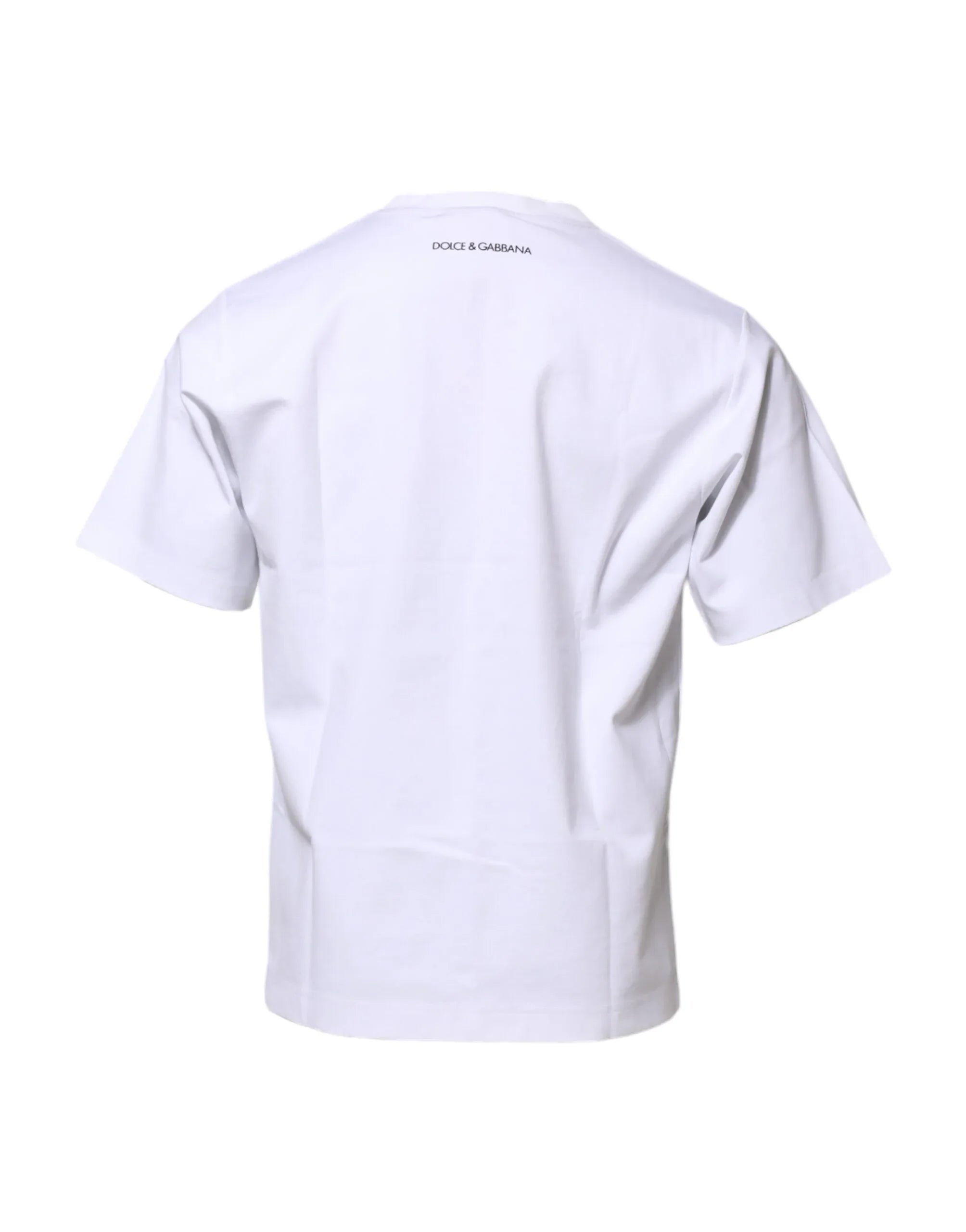 Dolce & Gabbana White Cotton Crew Neck Graphic Print T-shirt - Zeiniez