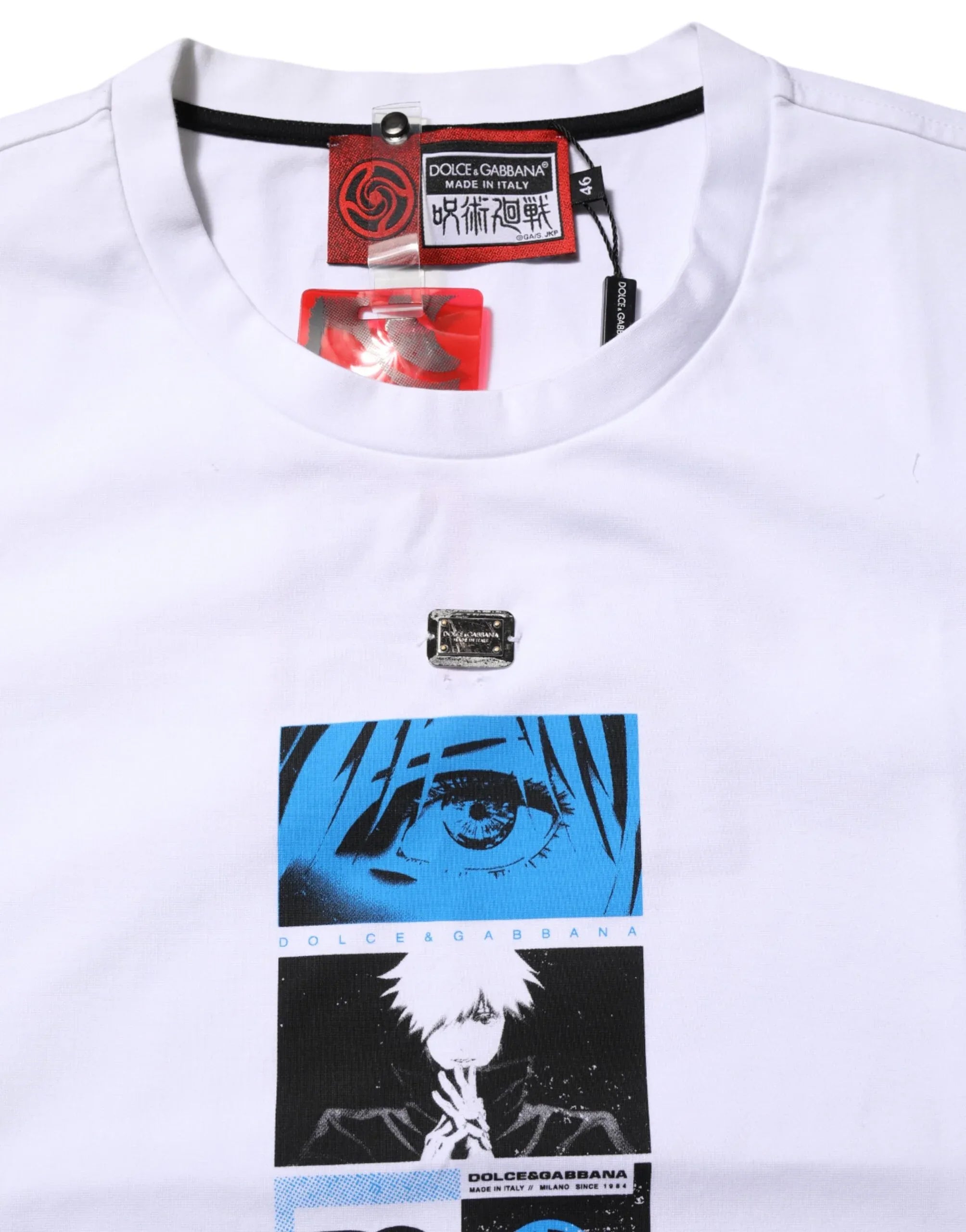 Dolce & Gabbana White Cotton Crew Neck Graphic Print T-shirt - Zeiniez
