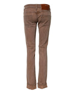 Acht Brown Cotton Slim Fit Denim Low Waist Jeans - Zeiniez