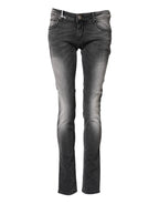 Acht Dark Gray Cotton Slim Fit Denim Low Waist Denim Jeans