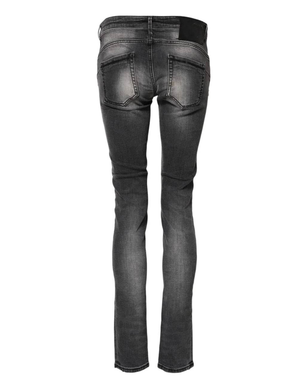 Acht Dark Gray Cotton Slim Fit Denim Low Waist Denim Jeans - Zeiniez