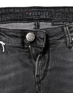 Acht Dark Gray Cotton Slim Fit Denim Low Waist Denim Jeans - Zeiniez