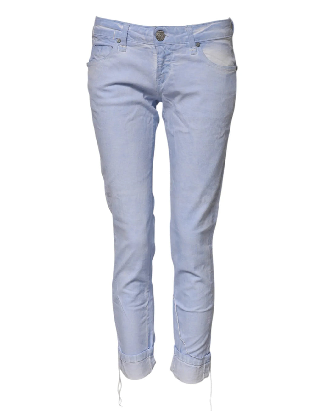 Acht Light Blue Cotton Slim Fit Denim Low Waist Denim Jeans - Zeiniez