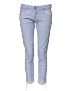 Acht Light Blue Cotton Slim Fit Denim Low Waist Denim Jeans - Zeiniez