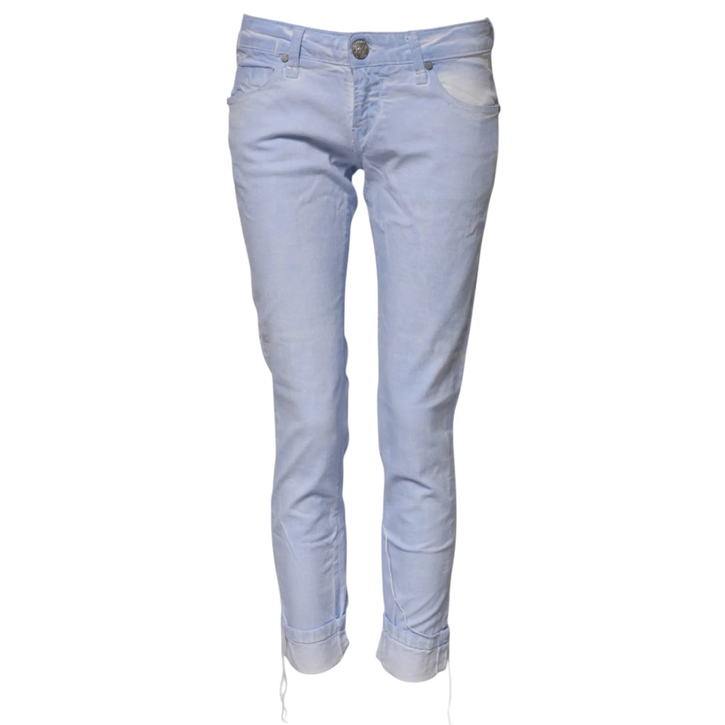 Acht Light Blue Cotton Slim Fit Denim Low Waist Denim Jeans - Zeiniez